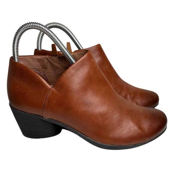 Dansko Raina Leather Ankle Booties Sz 36 US 5.5-6 Brown Arch Support Side Zip EC - Picture 1 of 13